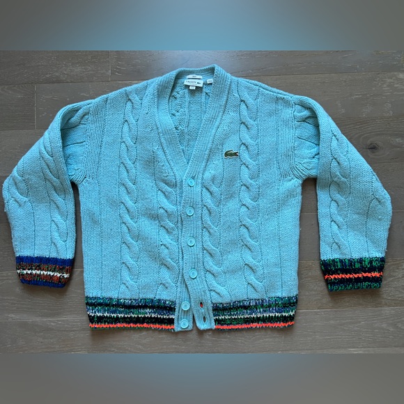 Lacoste Light Blue Cable Knit Sweater - Picture 1 of 4